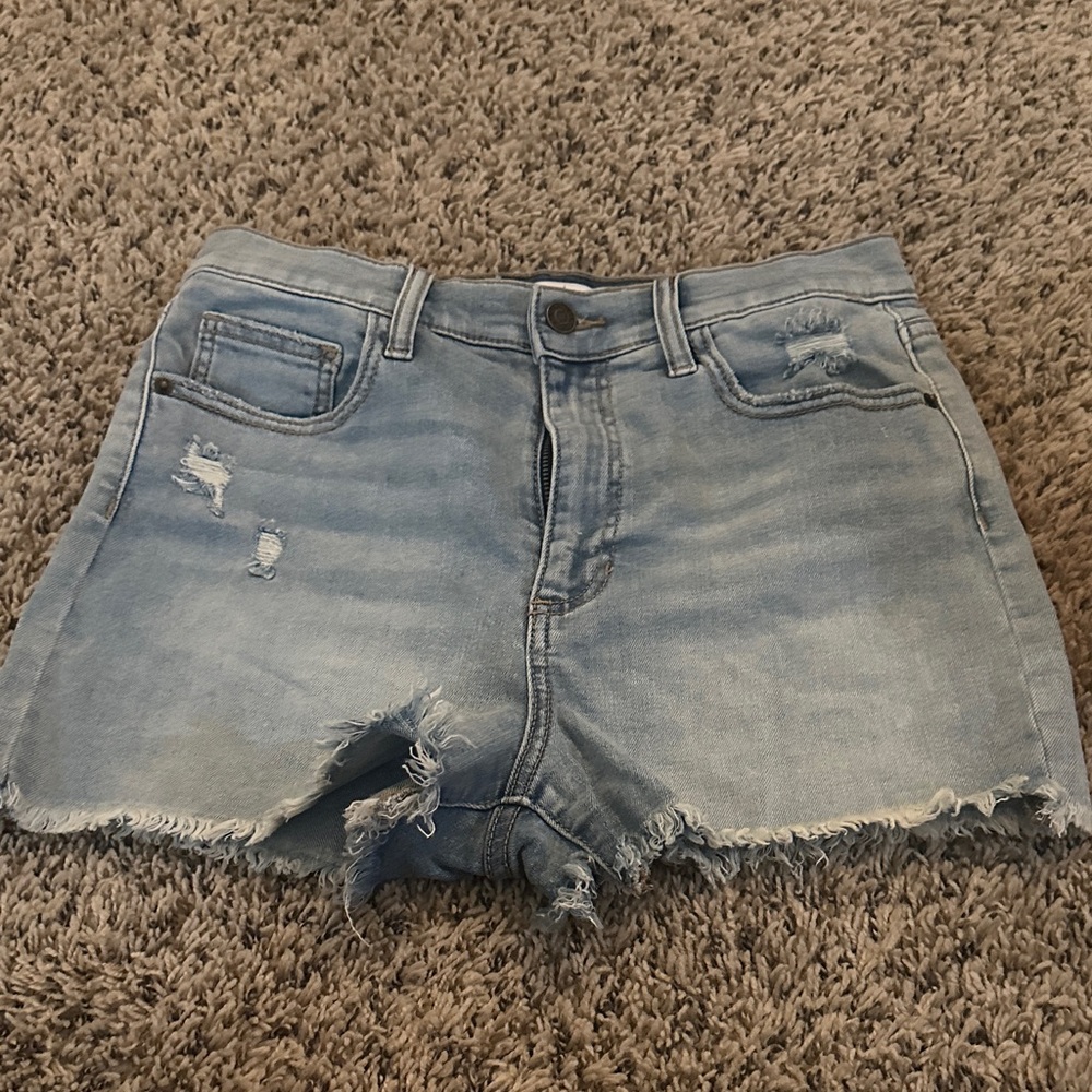 Sneak Peek Light Blue Distressed Jean Shorts